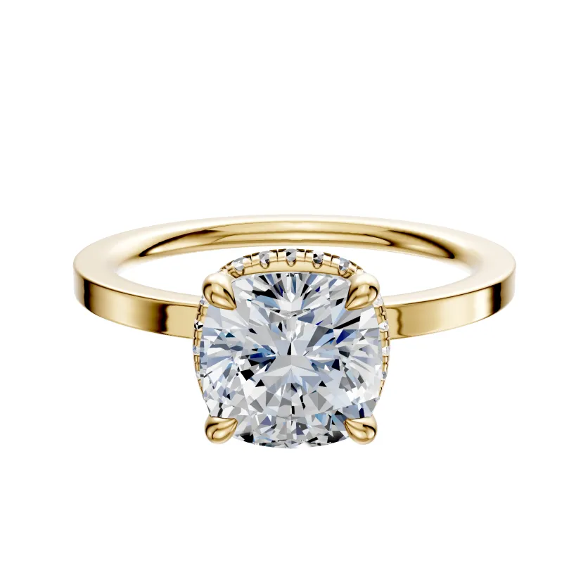 14K Yellow Gold 4 Prong Collar Classic Flat 1.5mm Engagement Ring sold by Promise By Effy