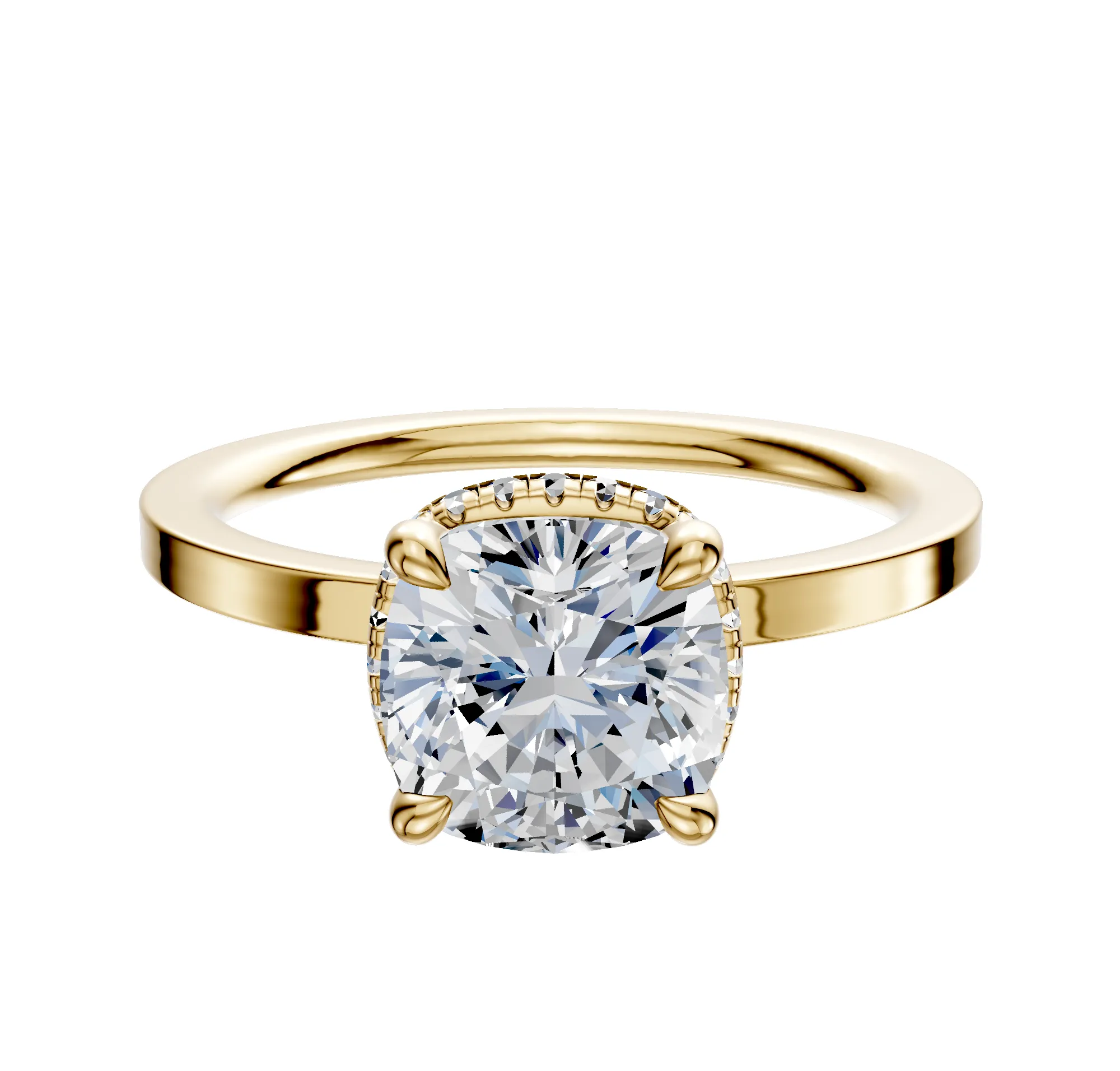 14K Yellow Gold 4 Prong Collar Classic Flat 1.5mm Engagement Ring sold by Promise By Effy