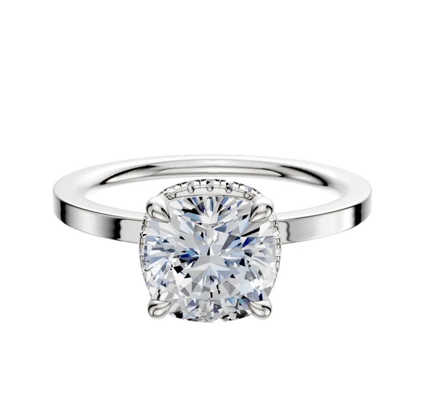 14K White Gold 4 Prong Collar Classic Flat 1.5mm Engagement Ring sold by Promise By Effy