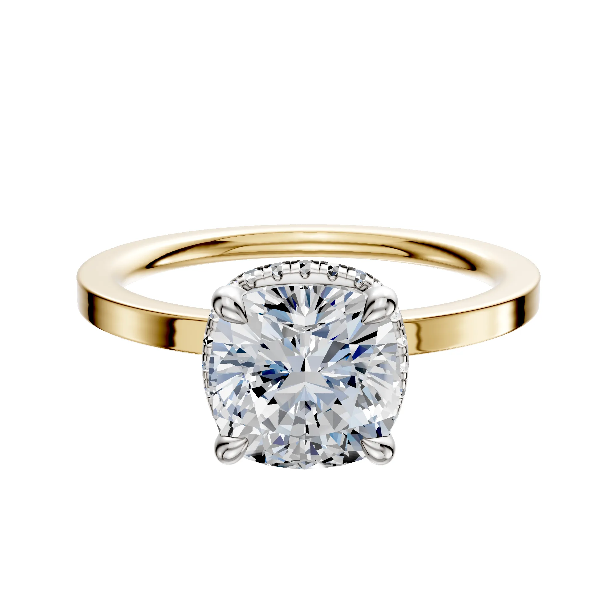 14K Two Tone 4 Prong Collar Classic Flat 1.5mm Engagement Ring sold by Promise By Effy