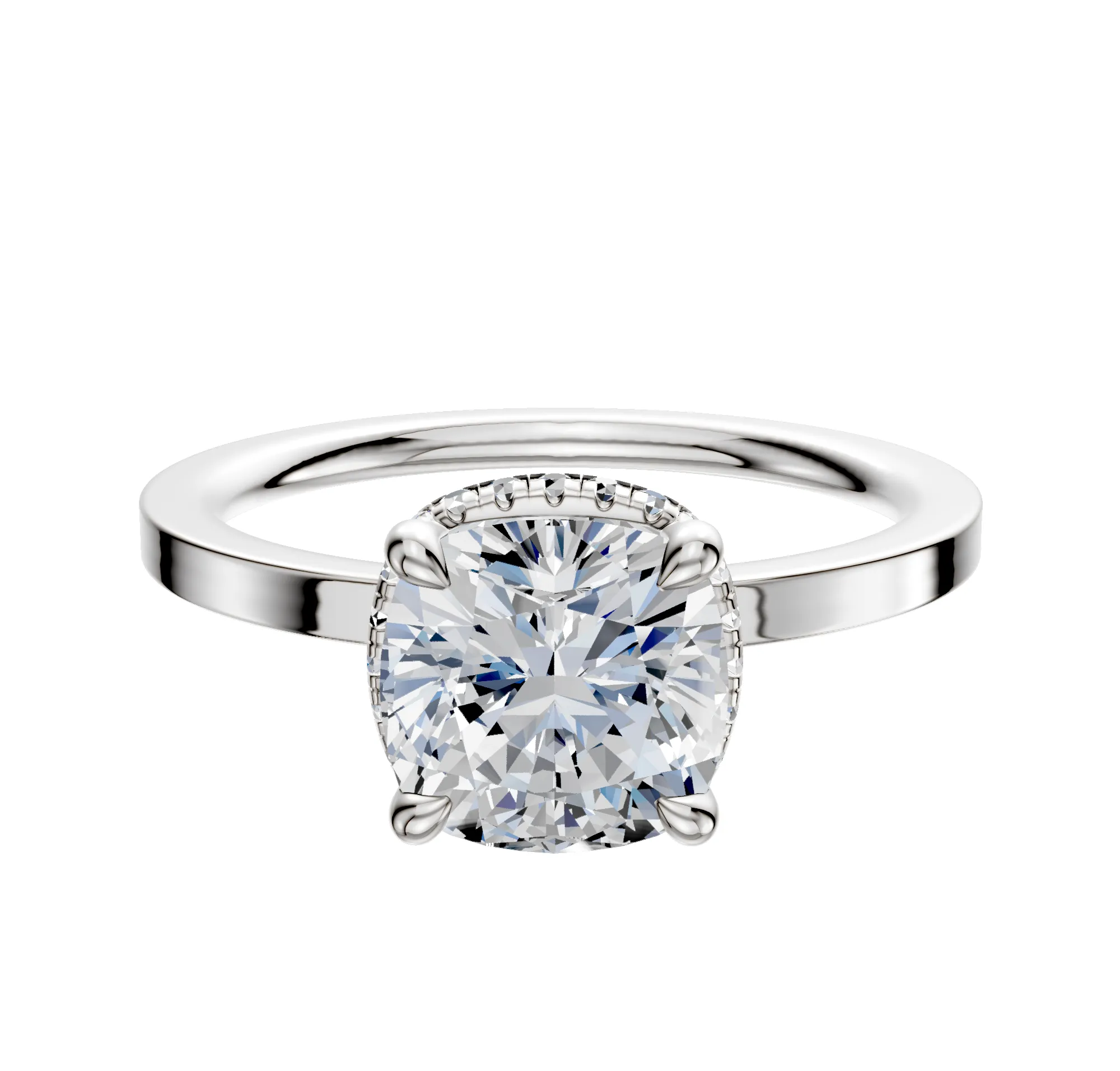 Platinum 4 Prong Collar Classic Flat 1.5mm Engagement Ring sold by Promise By Effy