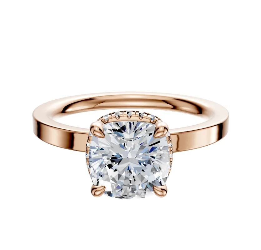 14K Rose Gold 4 Prong Collar Classic Flat 2.0mm Engagement Ring sold by Promise By Effy