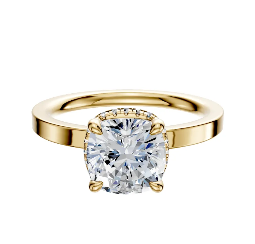 14K Yellow Gold 4 Prong Collar Classic Flat 2.0mm Engagement Ring sold by Promise By Effy