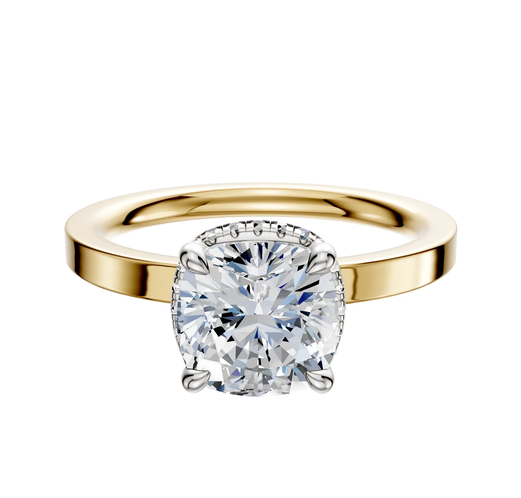 14K Two Tone 4 Prong Collar Classic Flat 2.0mm Engagement Ring sold by Promise By Effy