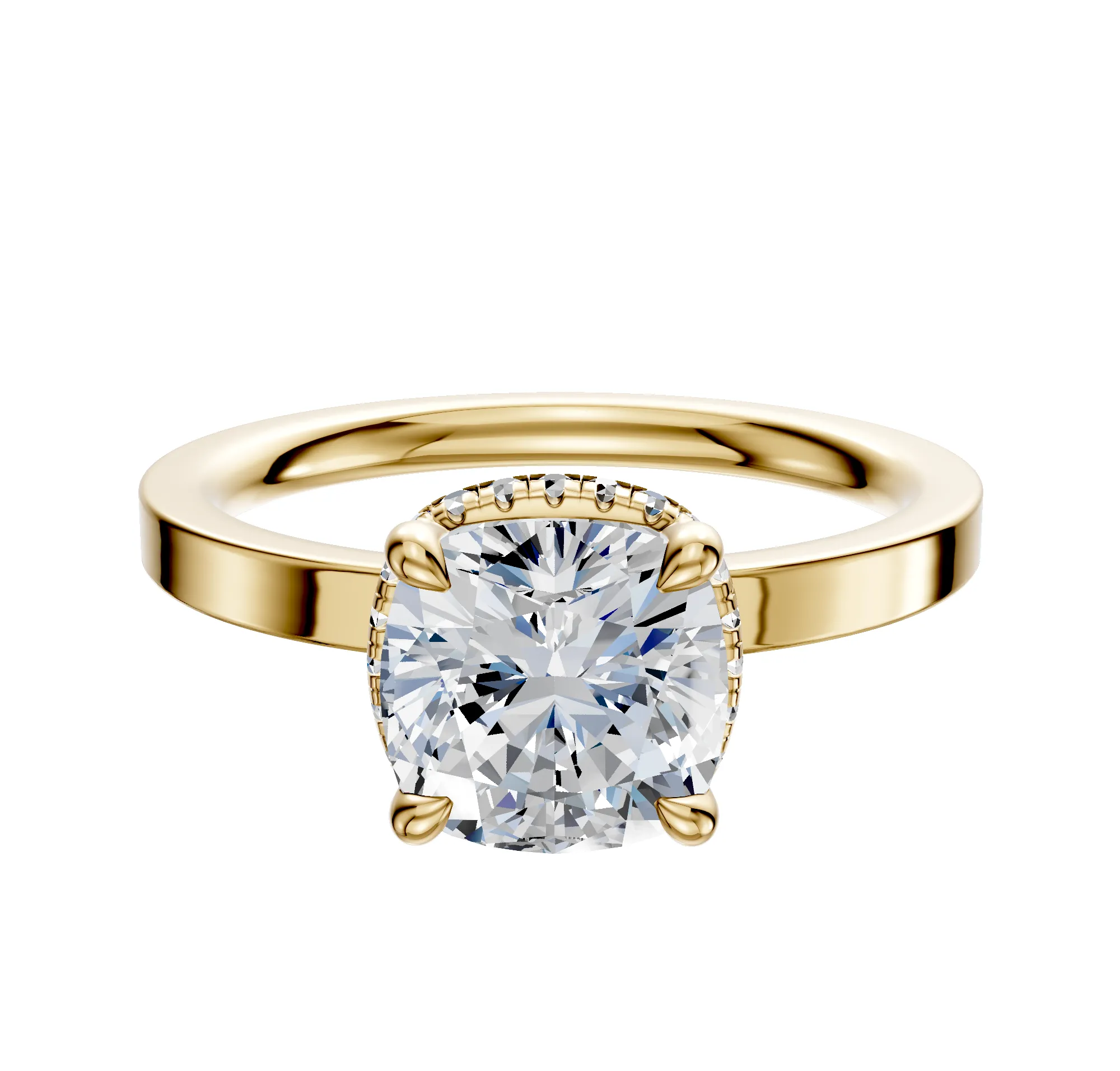 18K Yellow Gold 4 Prong Collar Classic Flat 2.0mm Engagement Ring sold by Promise By Effy