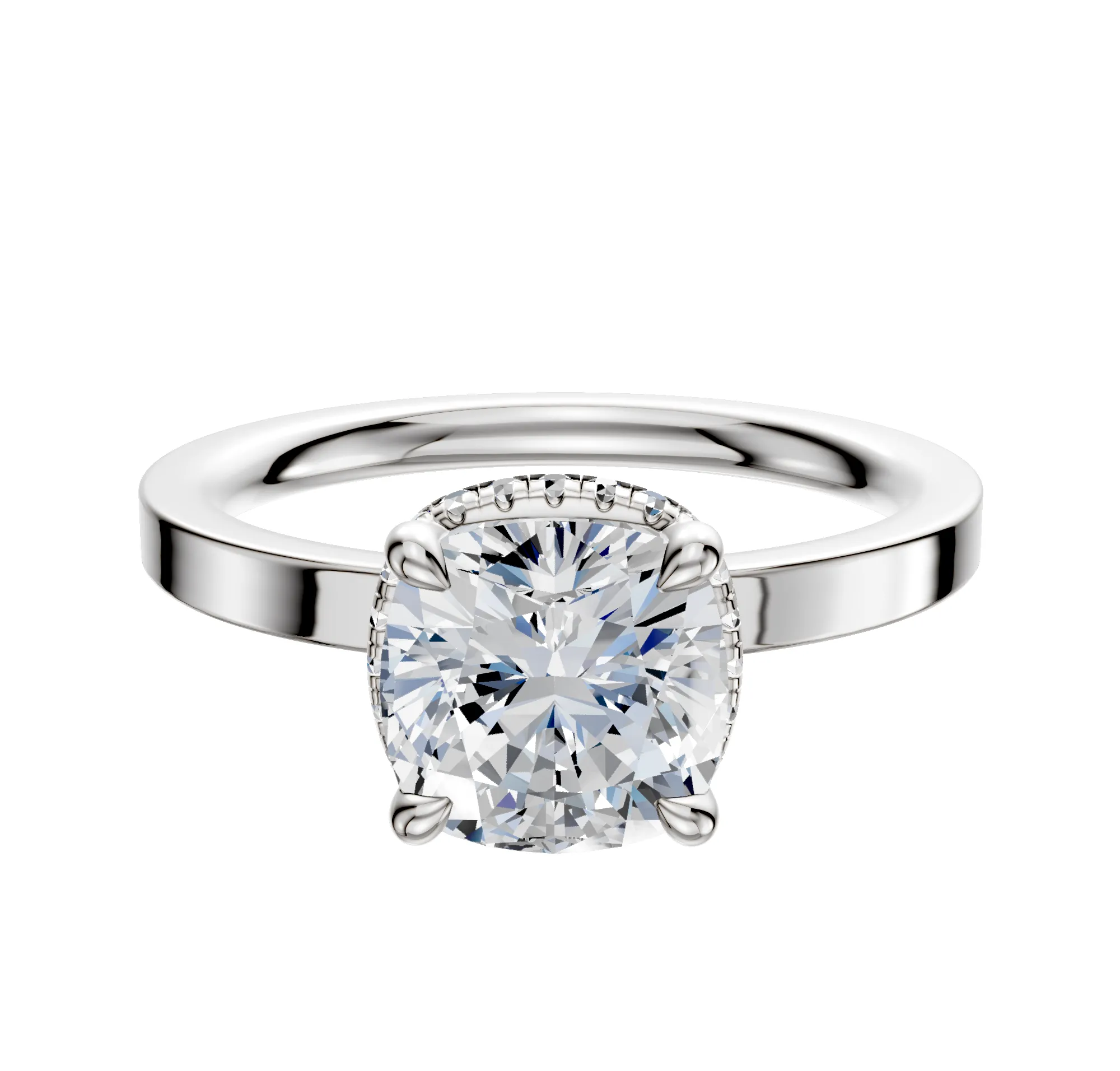 Platinum 4 Prong Collar Classic Flat 2.0mm Engagement Ring sold by Promise By Effy