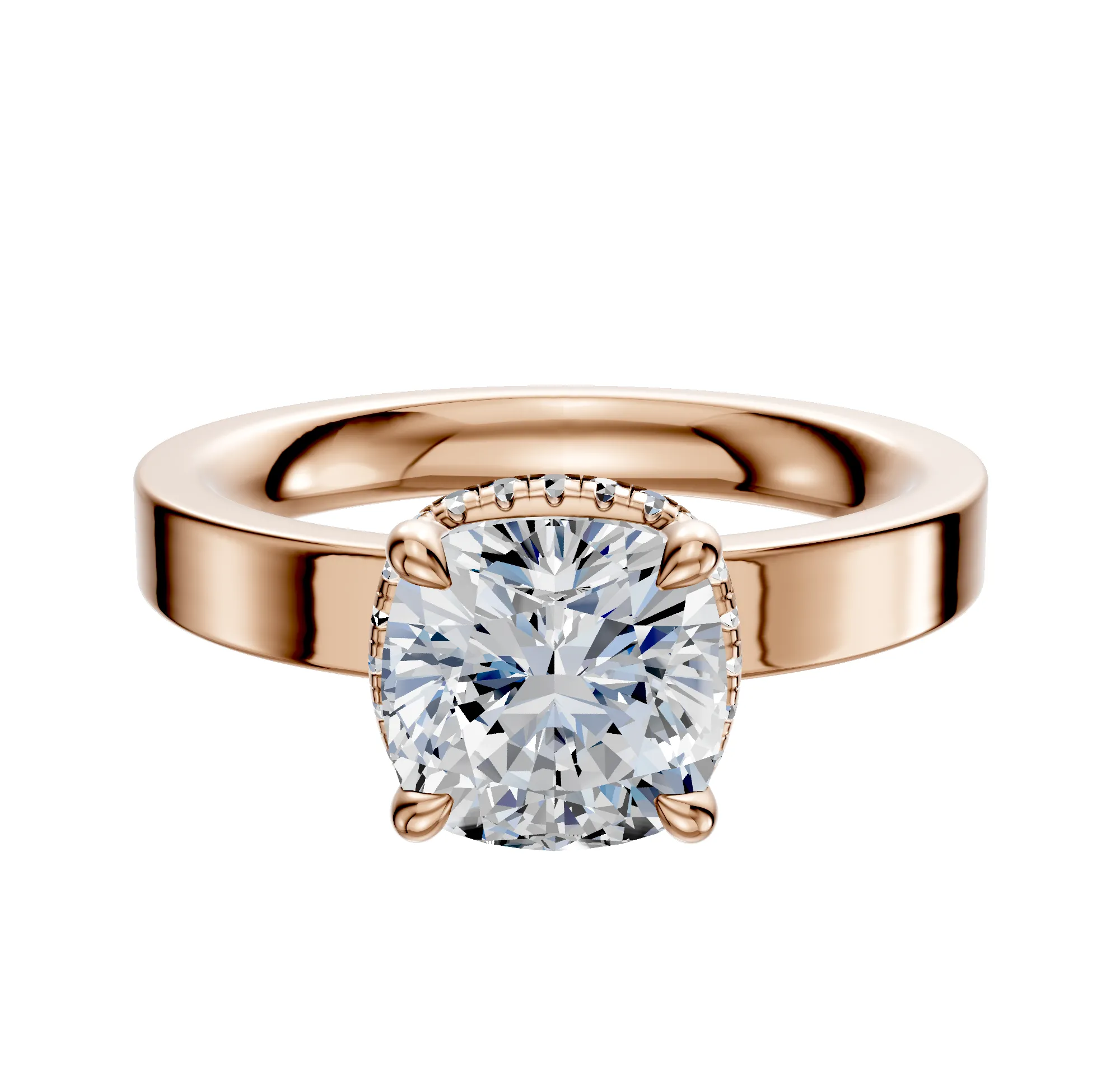 18K Rose Gold 4 Prong Collar Classic Flat 3.0mm Engagement Ring sold by Promise By Effy