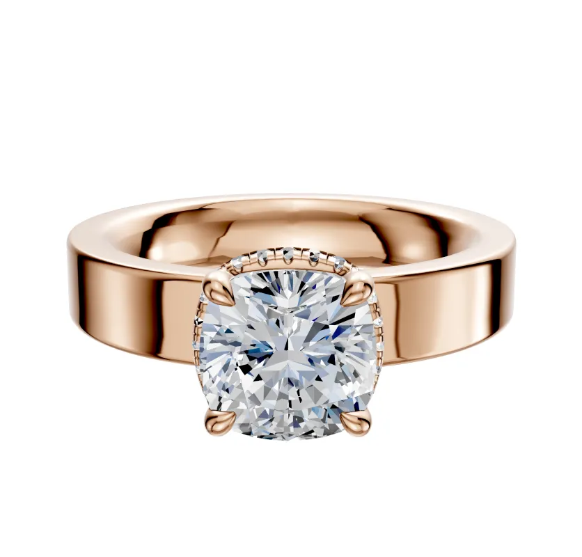 18K Rose Gold 4 Prong Collar Classic Flat 4.0mm Engagement Ring sold by Promise By Effy