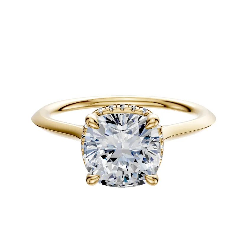 18K Yellow Gold 4 Prong Collar Cathedral Knife Edge 1.5mm Engagement Ring sold by Promise By Effy