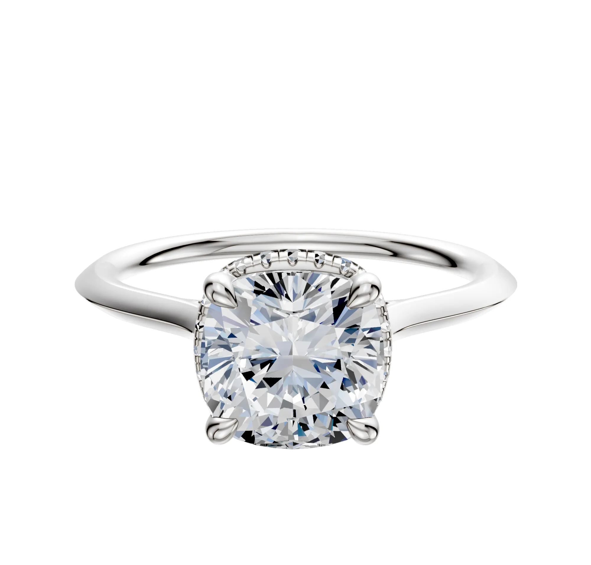 Platinum 4 Prong Collar Cathedral Knife Edge 1.5mm Engagement Ring sold by Promise By Effy