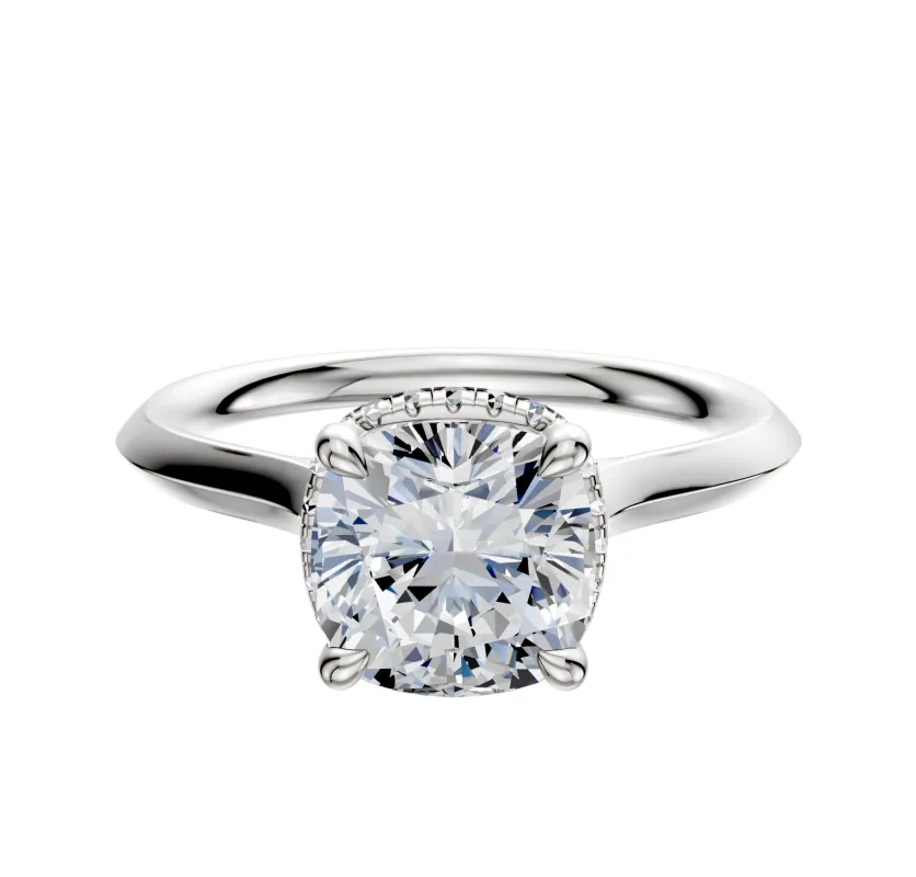 14K White Gold 4 Prong Collar Cathedral Knife Edge 2.0mm Engagement Ring sold by Promise By Effy