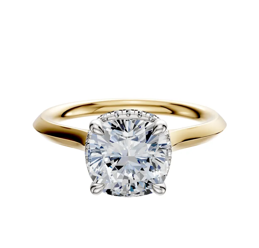 14K Two Tone 4 Prong Collar Cathedral Knife Edge 2.0mm Engagement Ring sold by Promise By Effy