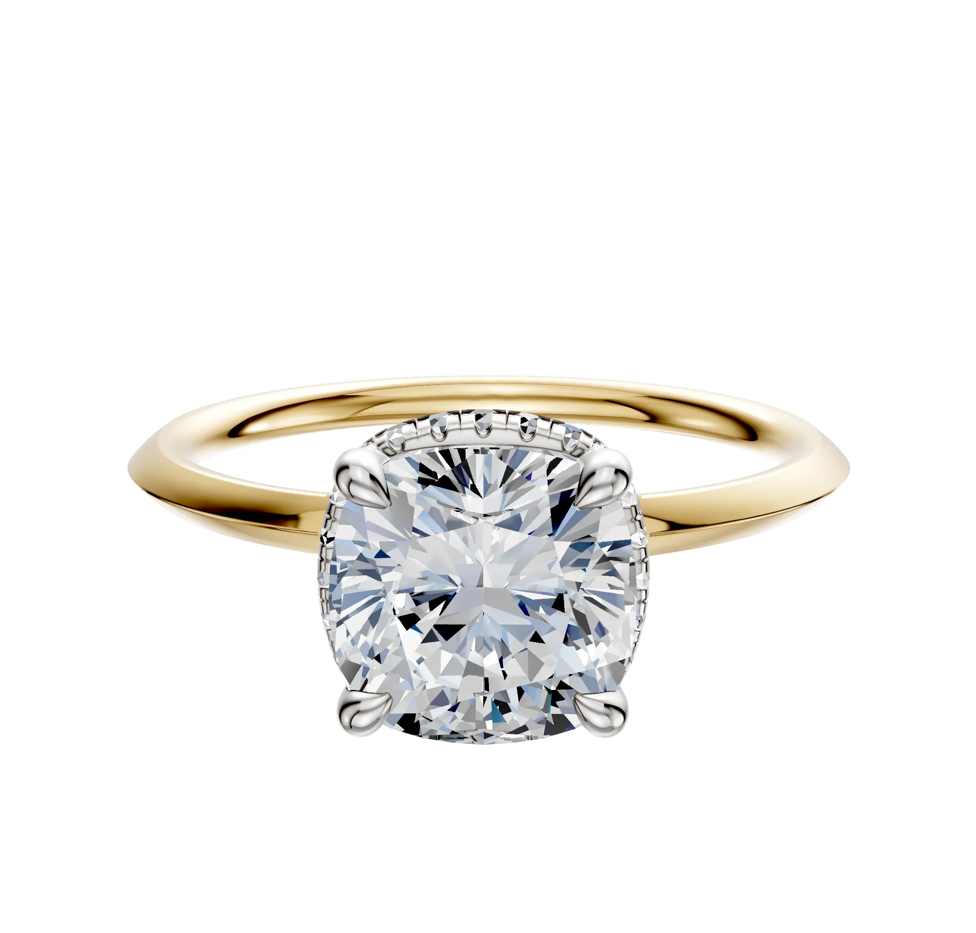 18K Two Tone 4 Prong Collar Classic Knife Edge 1.5mm Engagement Ring sold by Promise By Effy