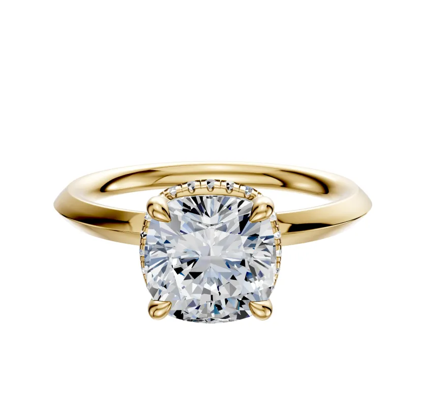 18K Yellow Gold 4 Prong Collar Classic Knife Edge 2.0mm Engagement Ring sold by Promise By Effy