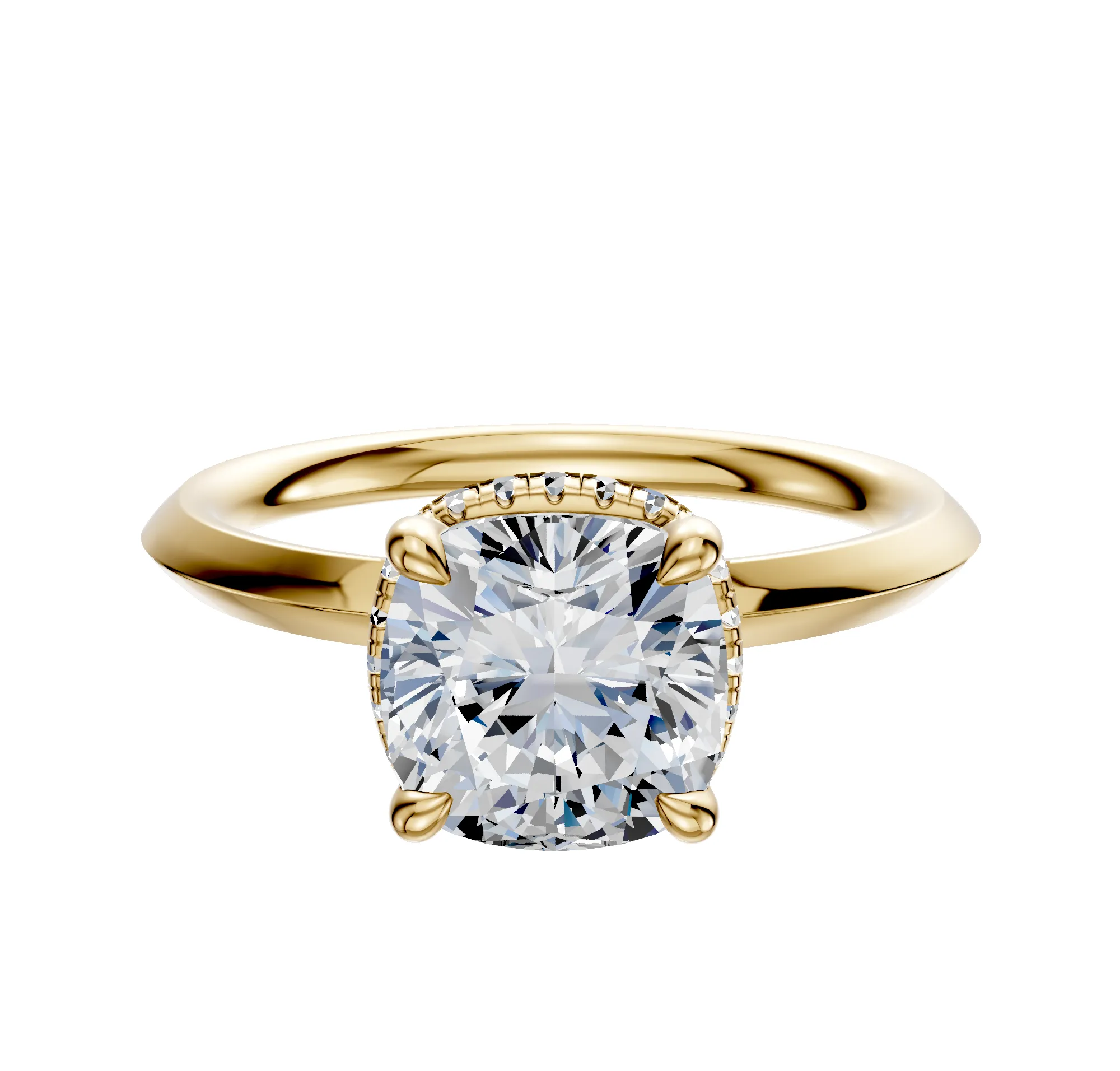 18K Yellow Gold 4 Prong Collar Classic Knife Edge 2.0mm Engagement Ring sold by Promise By Effy