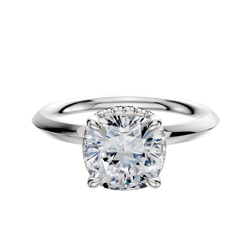 18K White Gold 4 Prong Collar Classic Knife Edge 2.0mm Engagement Ring sold by Promise By Effy