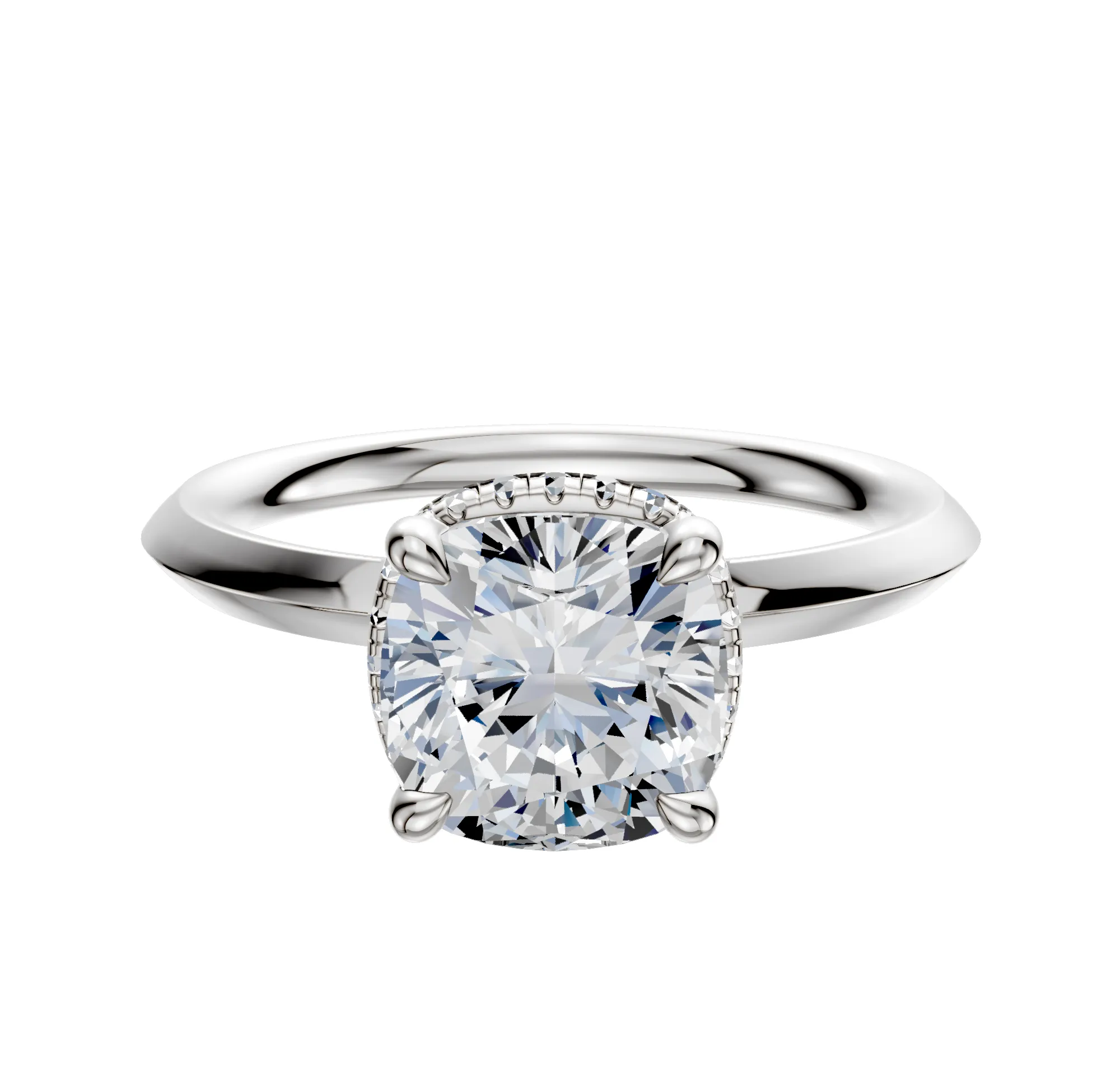 18K White Gold 4 Prong Collar Classic Knife Edge 2.0mm Engagement Ring sold by Promise By Effy