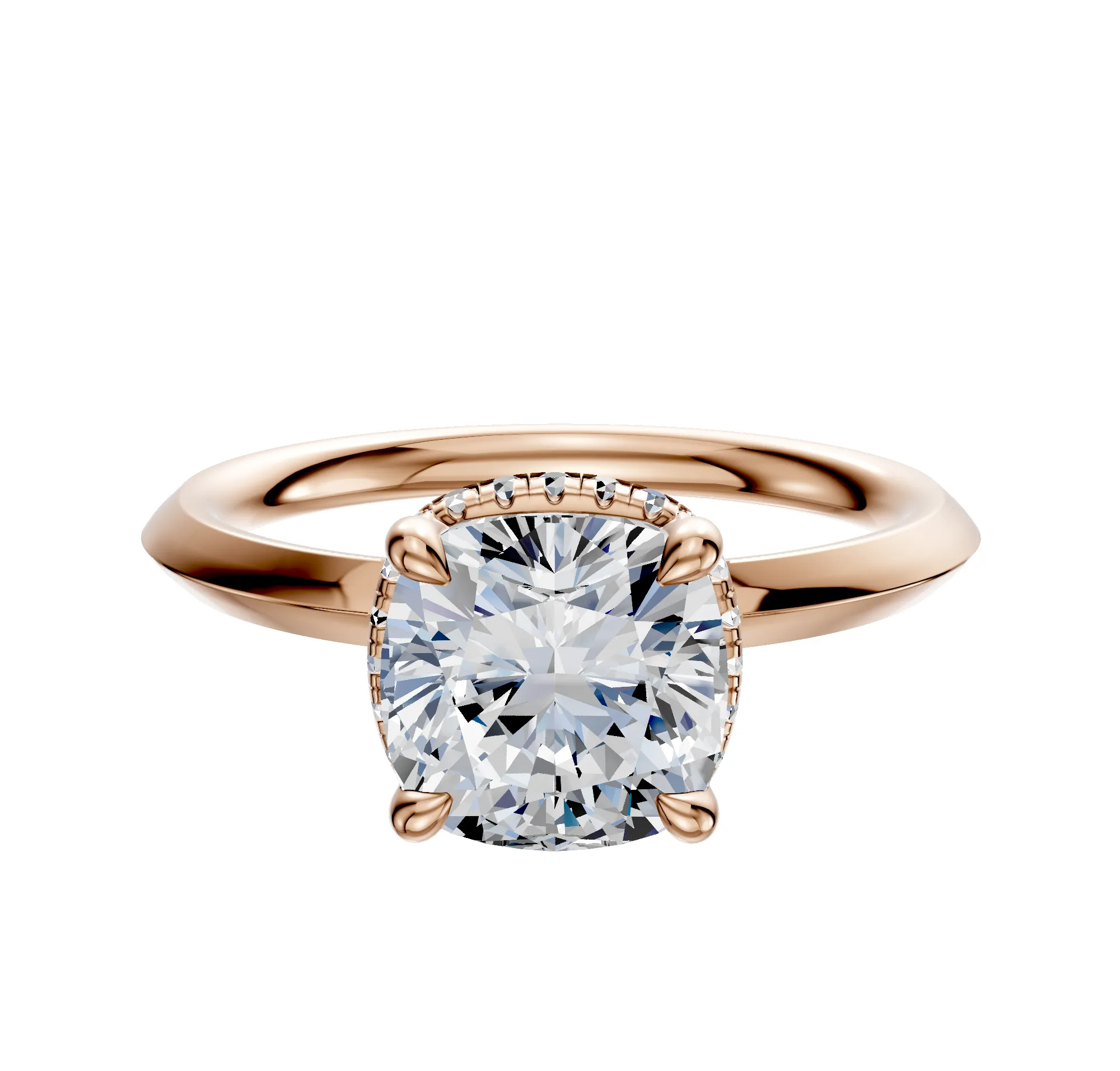 18K Rose Gold 4 Prong Collar Classic Knife Edge 2.0mm Engagement Ring sold by Promise By Effy