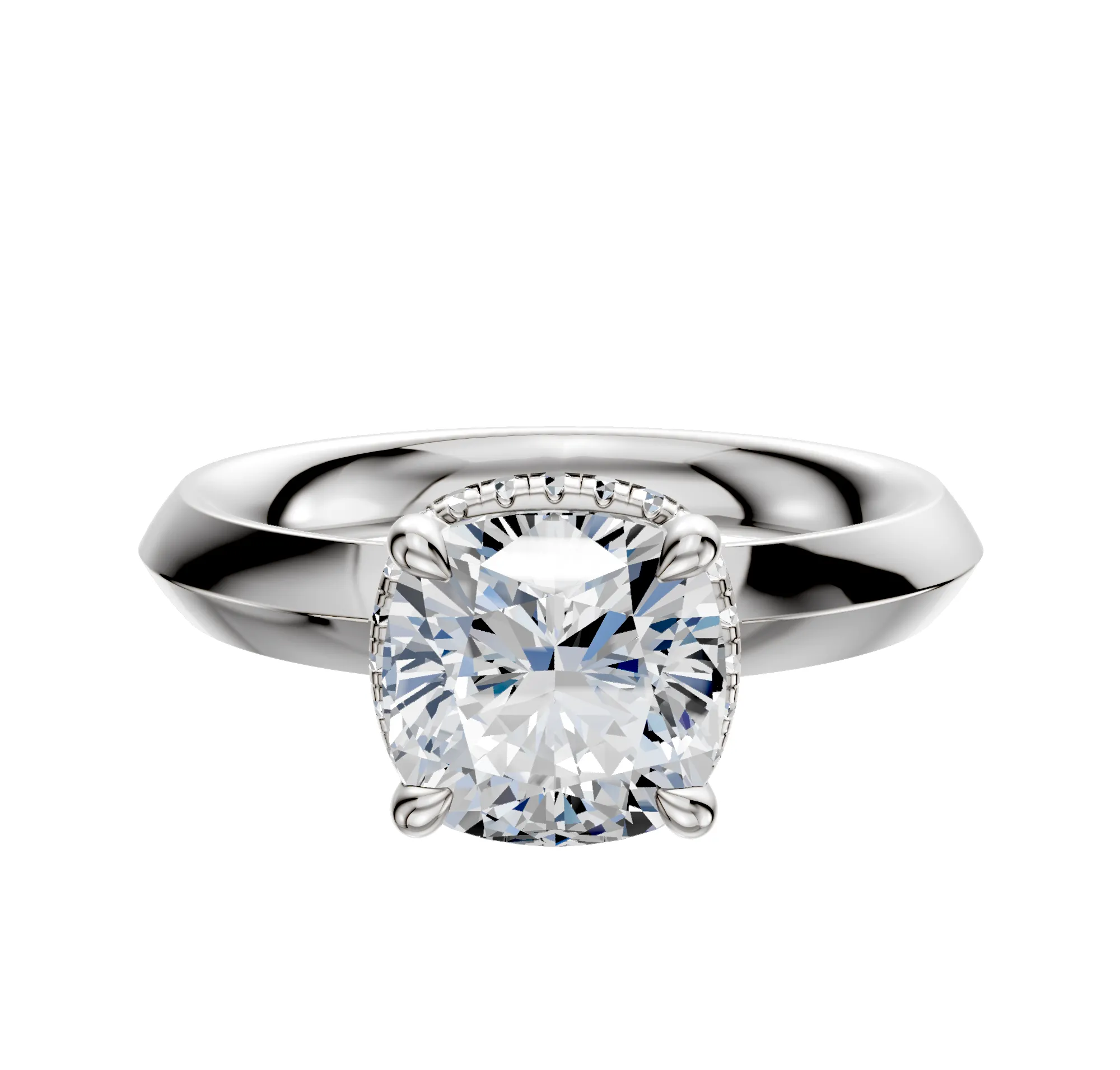 14K White Gold 4 Prong Collar Classic Knife Edge 3.0mm Engagement Ring sold by Promise By Effy