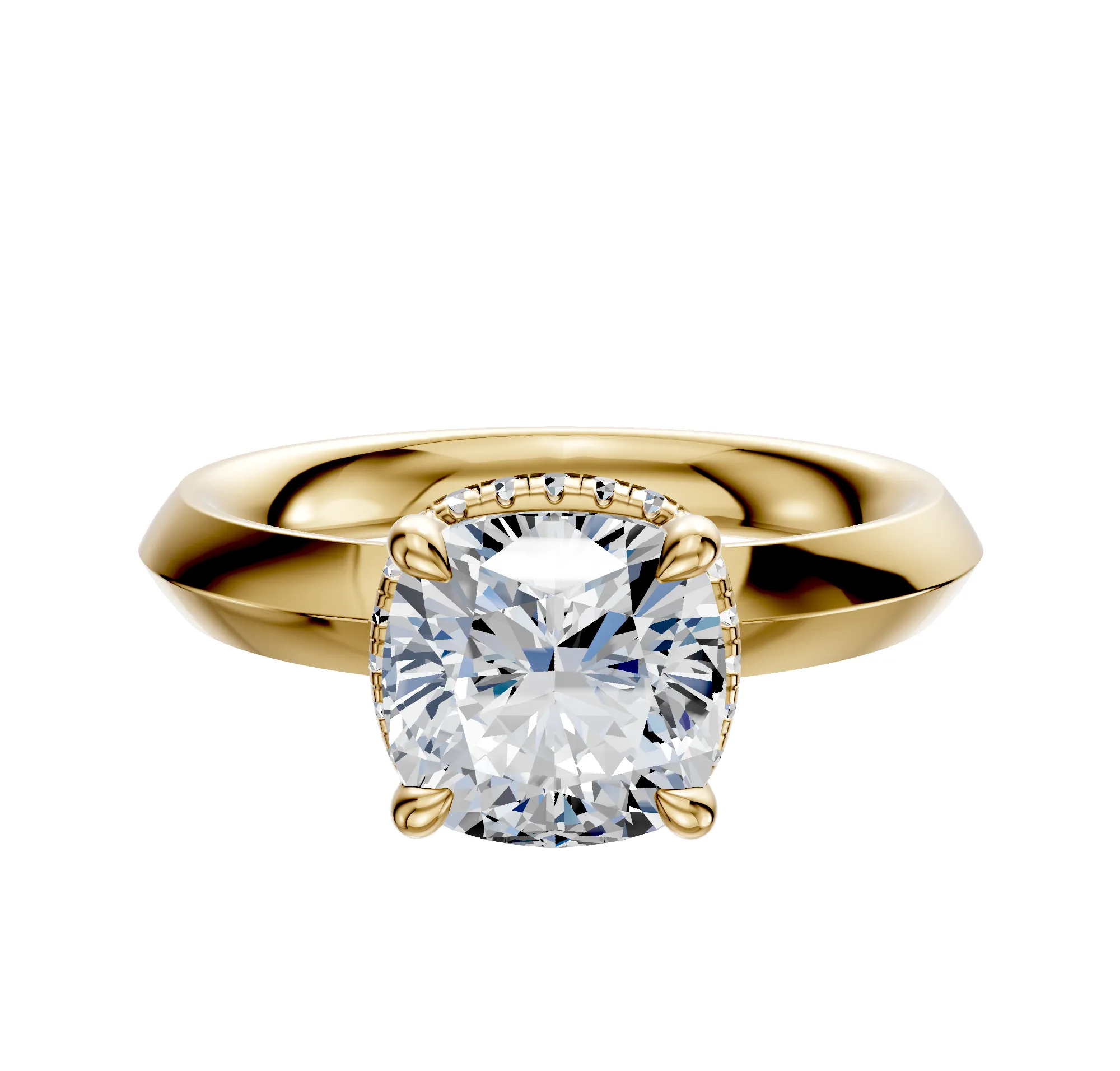 18K Yellow Gold 4 Prong Collar Classic Knife Edge 3.0mm Engagement Ring sold by Promise By Effy