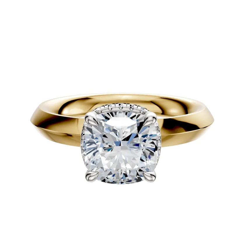 18K Two Tone 4 Prong Collar Classic Knife Edge 3.0mm Engagement Ring sold by Promise By Effy