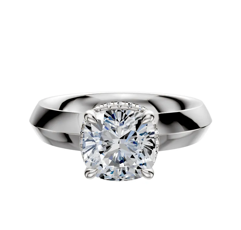 14K White Gold 4 Prong Collar Classic Knife Edge 4.0mm Engagement Ring sold by Promise By Effy