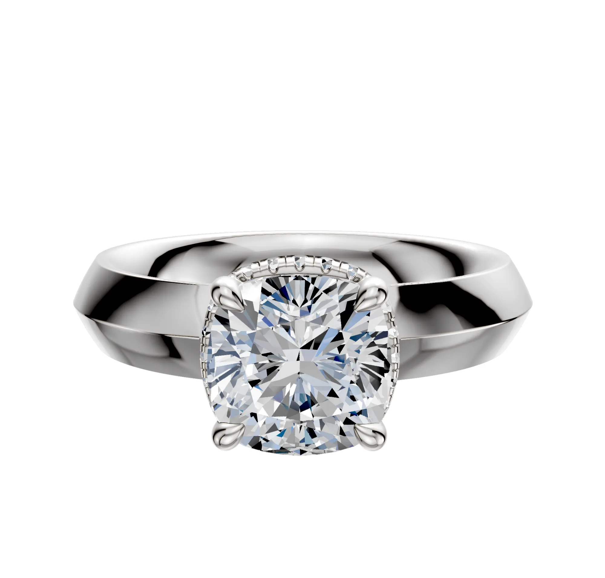 14K White Gold 4 Prong Collar Classic Knife Edge 4.0mm Engagement Ring sold by Promise By Effy