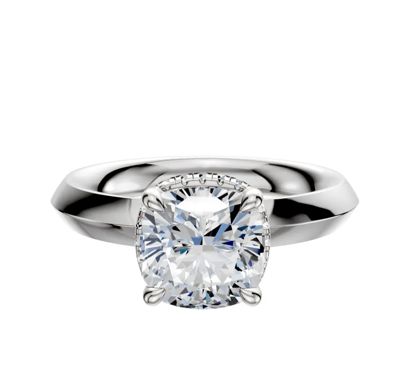 Platinum 4 Prong Collar Classic Knife Edge 3.0mm Engagement Ring sold by Promise By Effy