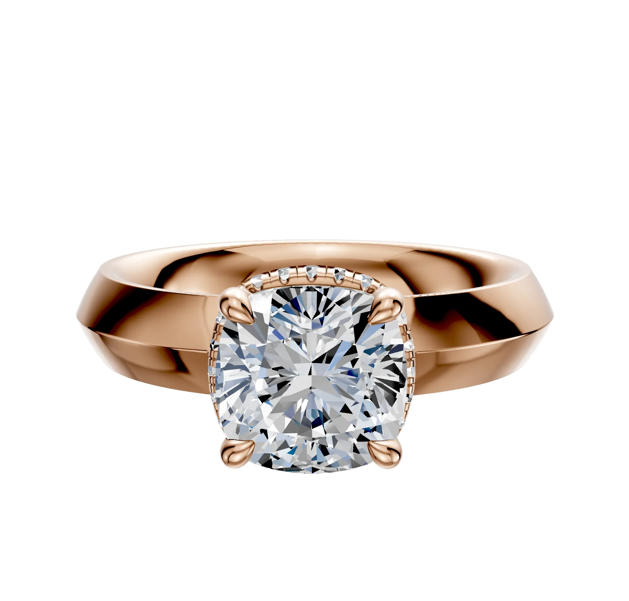 18K Rose Gold 4 Prong Collar Classic Knife Edge 4.0mm Engagement Ring sold by Promise By Effy