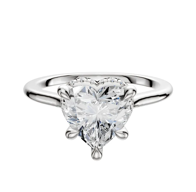 14K White Gold 4 Prong Collar Cathedral Dome 1.5mm Engagement Ring sold by Promise By Effy