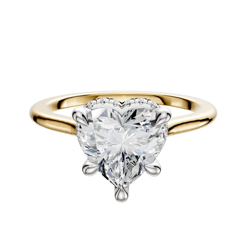 14K Two Tone 4 Prong Collar Cathedral Dome 1.5mm Engagement Ring sold by Promise By Effy