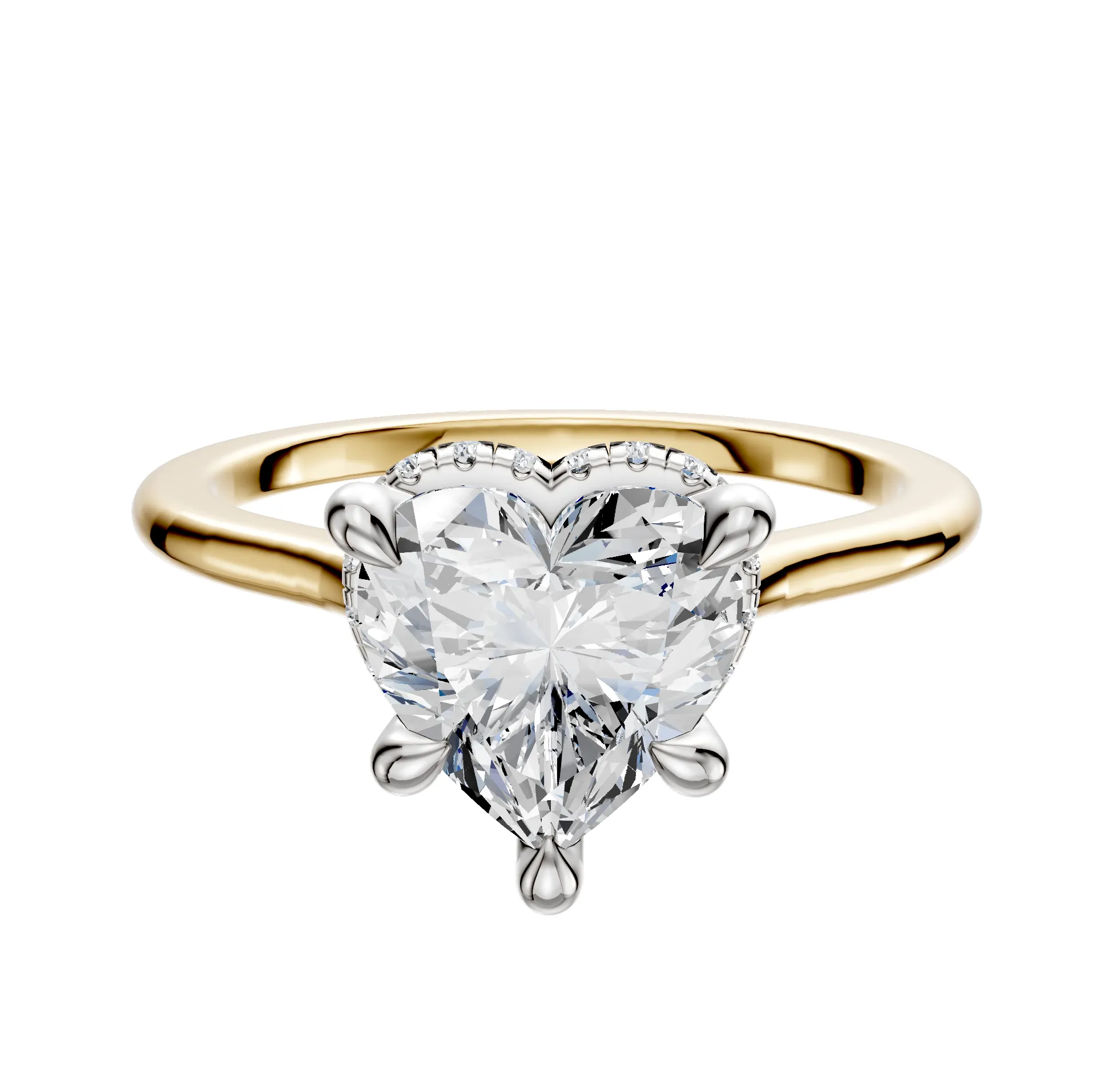 14K Two Tone 4 Prong Collar Cathedral Dome 1.5mm Engagement Ring sold by Promise By Effy