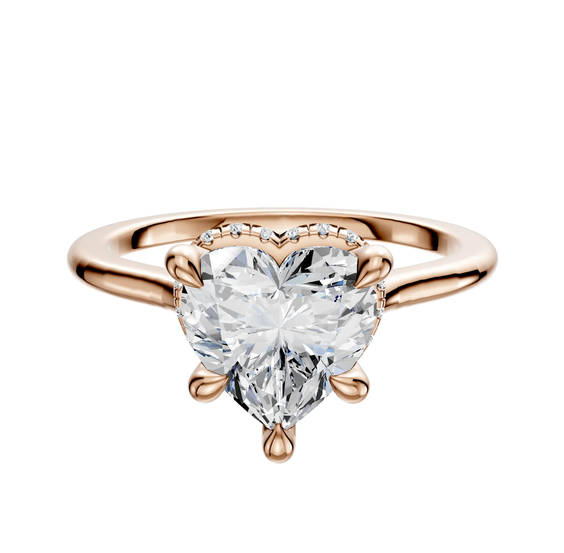 14K Rose Gold 4 Prong Collar Cathedral Dome 1.5mm Engagement Ring sold by Promise By Effy