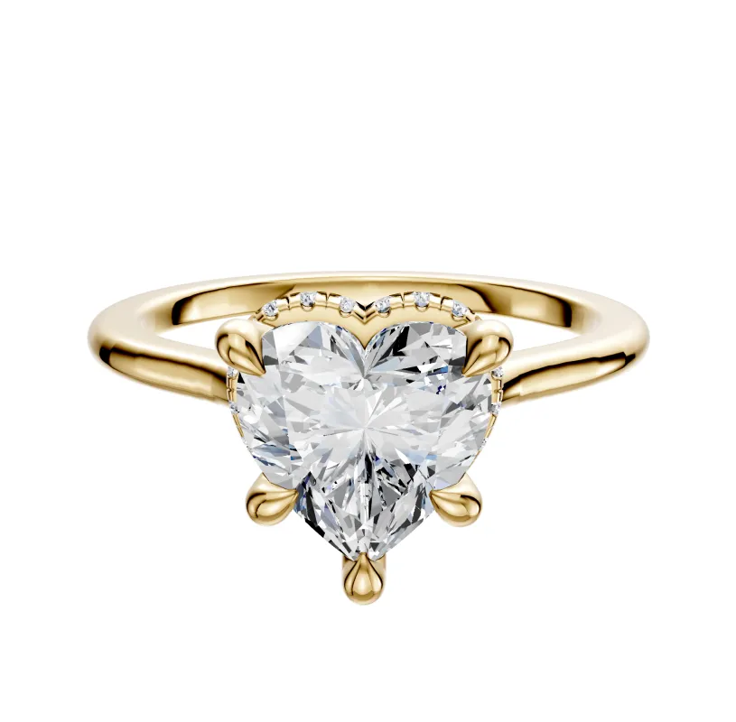 18K Yellow Gold 4 Prong Collar Cathedral Dome 1.5mm Engagement Ring sold by Promise By Effy