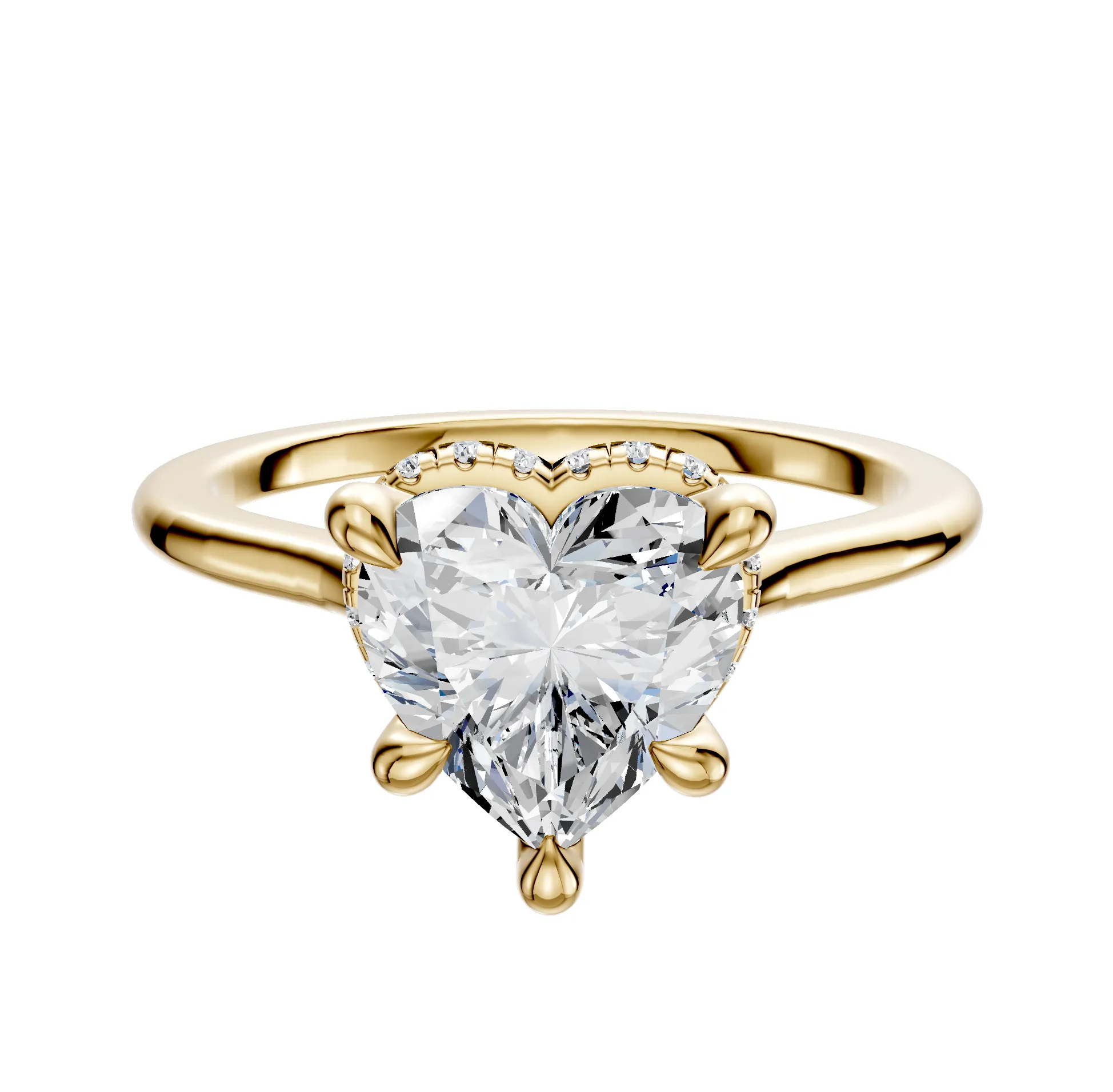 18K Yellow Gold 4 Prong Collar Cathedral Dome 1.5mm Engagement Ring sold by Promise By Effy