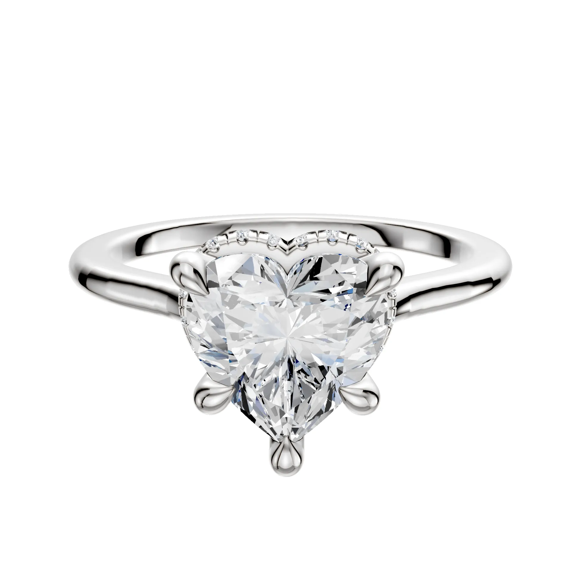 Platinum 4 Prong Collar Cathedral Dome 1.5mm Engagement Ring sold by Promise By Effy