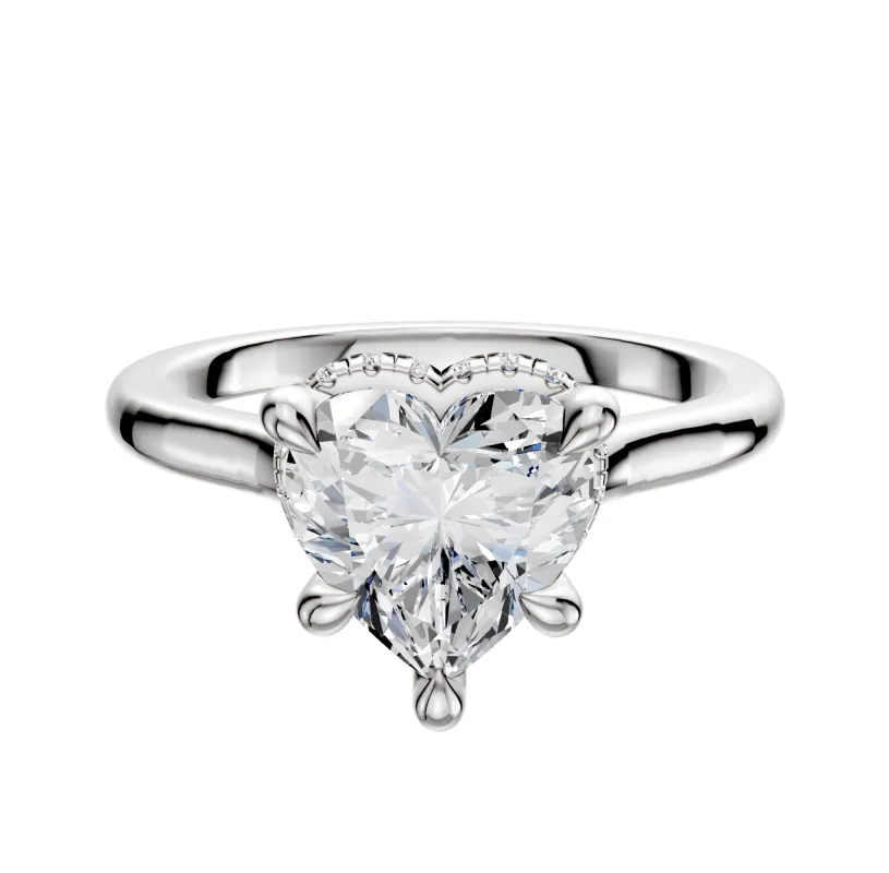14K White Gold 4 Prong Collar Cathedral Dome 2.0mm Engagement Ring sold by Promise By Effy