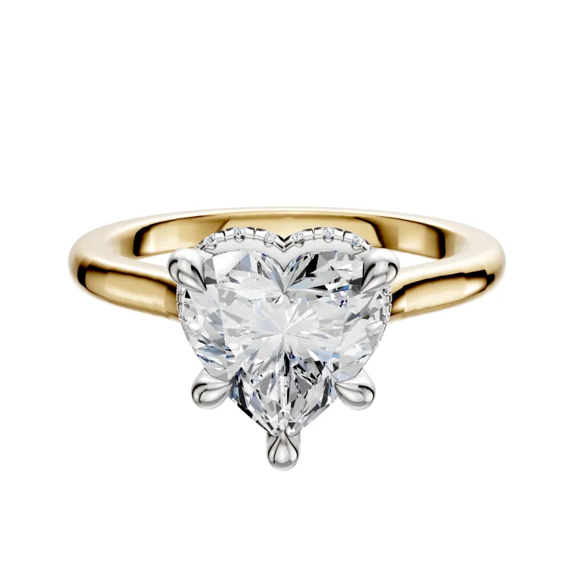 14K Two Tone 4 Prong Collar Cathedral Dome 2.0mm Engagement Ring sold by Promise By Effy