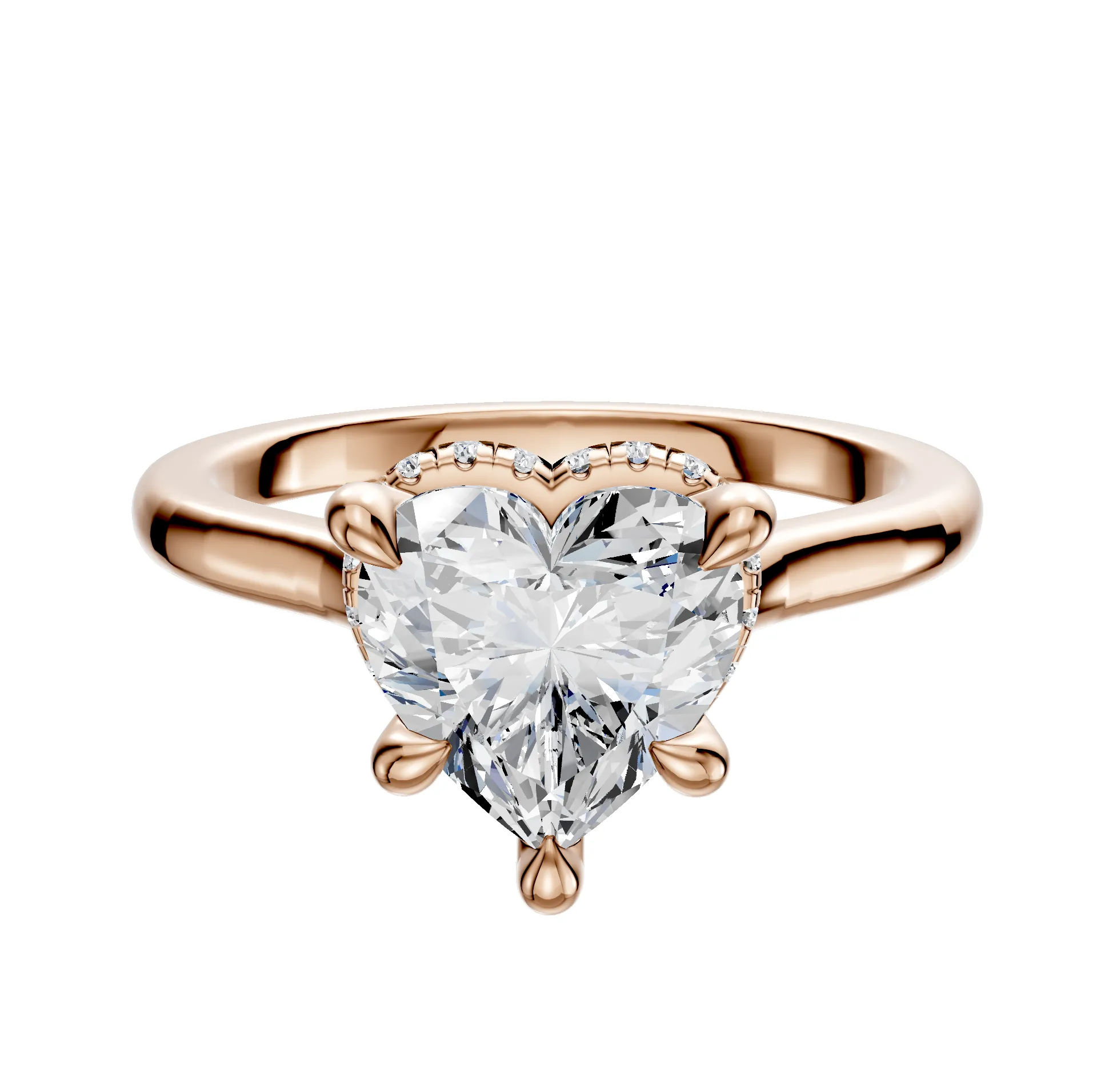 18K Rose Gold 4 Prong Collar Cathedral Dome 2.0mm Engagement Ring sold by Promise By Effy