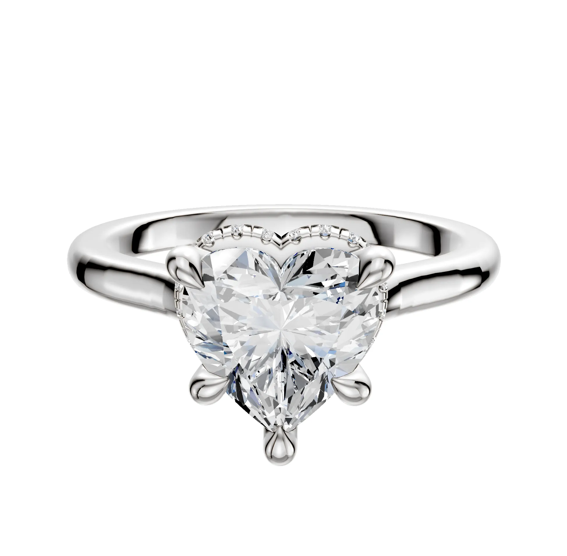 Platinum 4 Prong Collar Cathedral Dome 2.0mm Engagement Ring sold by Promise By Effy