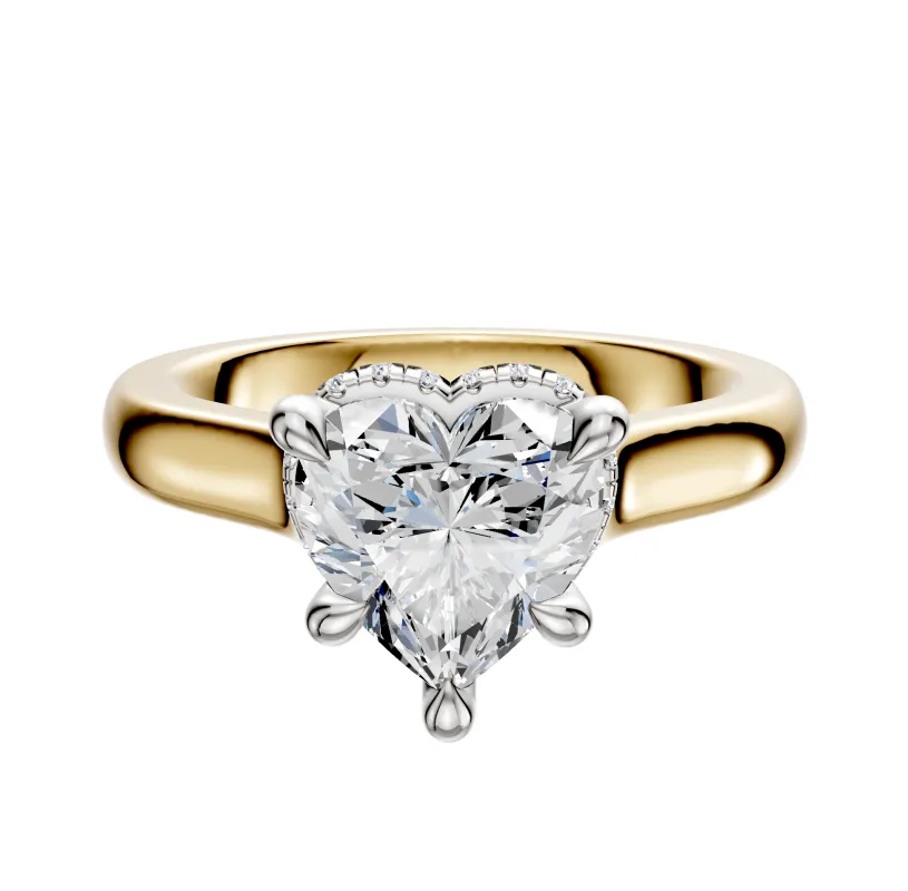 14K Two Tone 4 Prong Collar Cathedral Dome 3.0mm Engagement Ring sold by Promise By Effy