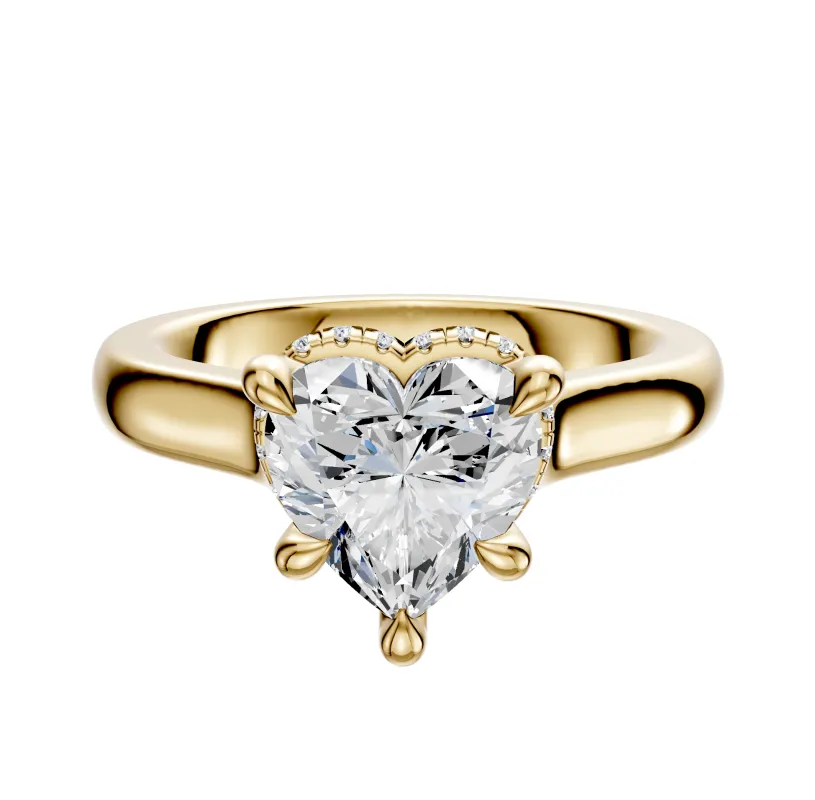18K Yellow Gold 4 Prong Collar Cathedral Dome 3.0mm Engagement Ring sold by Promise By Effy