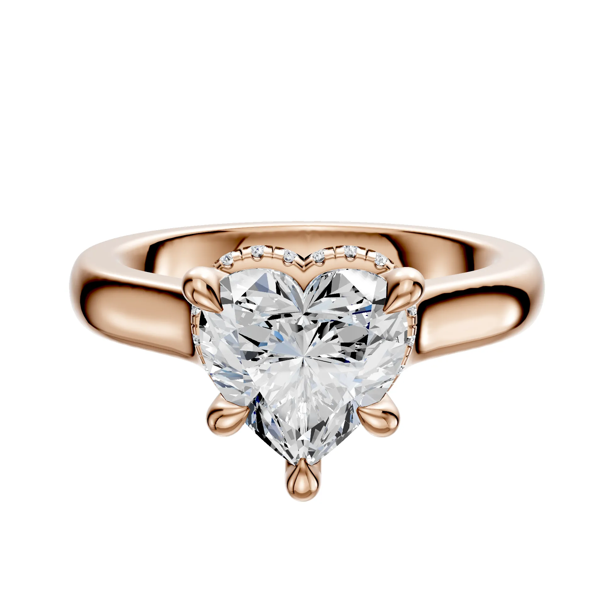 18K Rose Gold 4 Prong Collar Cathedral Dome 3.0mm Engagement Ring sold by Promise By Effy