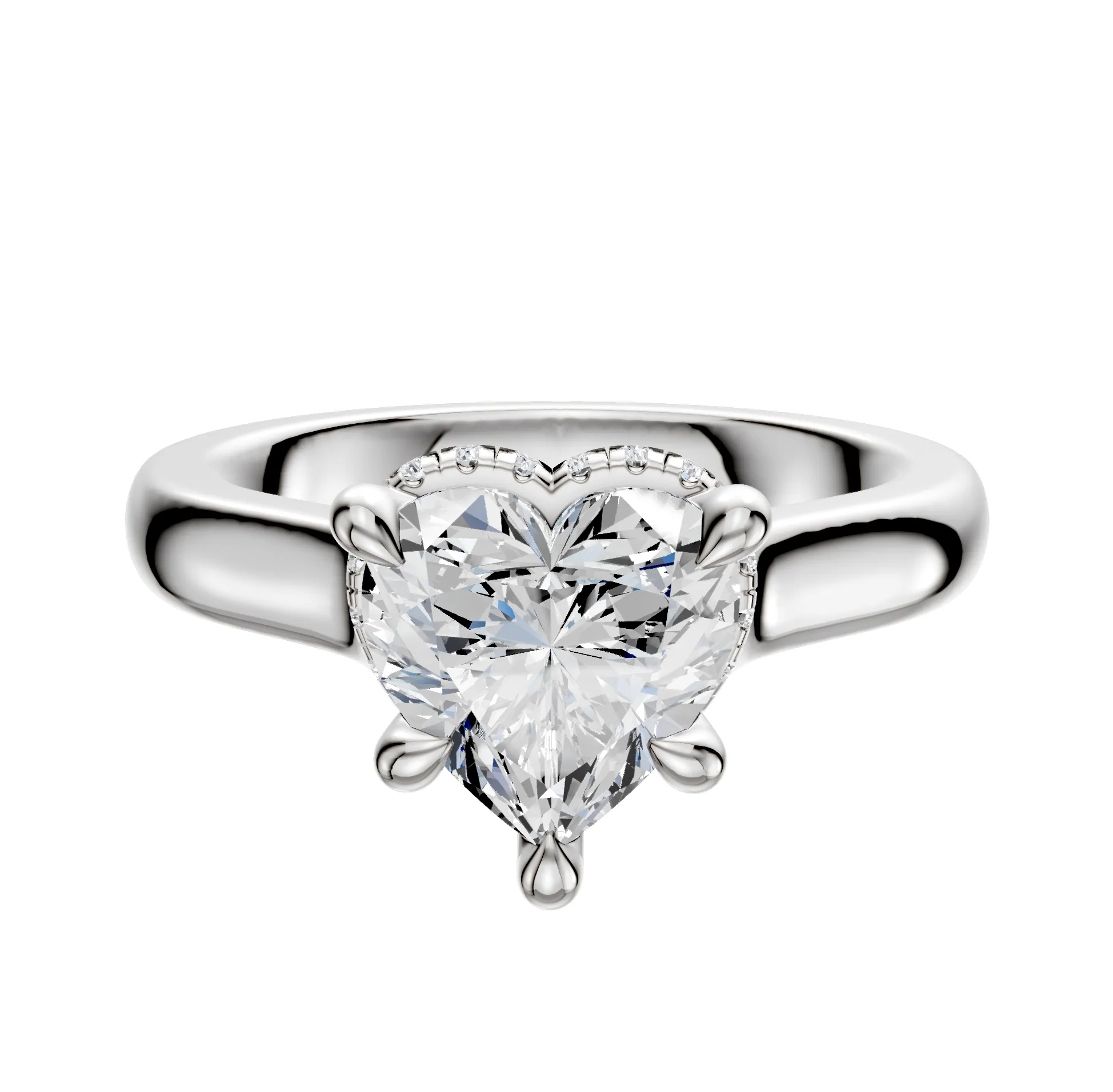 Platinum 4 Prong Collar Cathedral Dome 3.0mm Engagement Ring sold by Promise By Effy