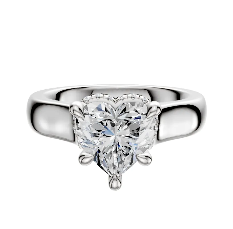 18K White Gold 4 Prong Collar Cathedral Dome 4.0mm Engagement Ring sold by Promise By Effy