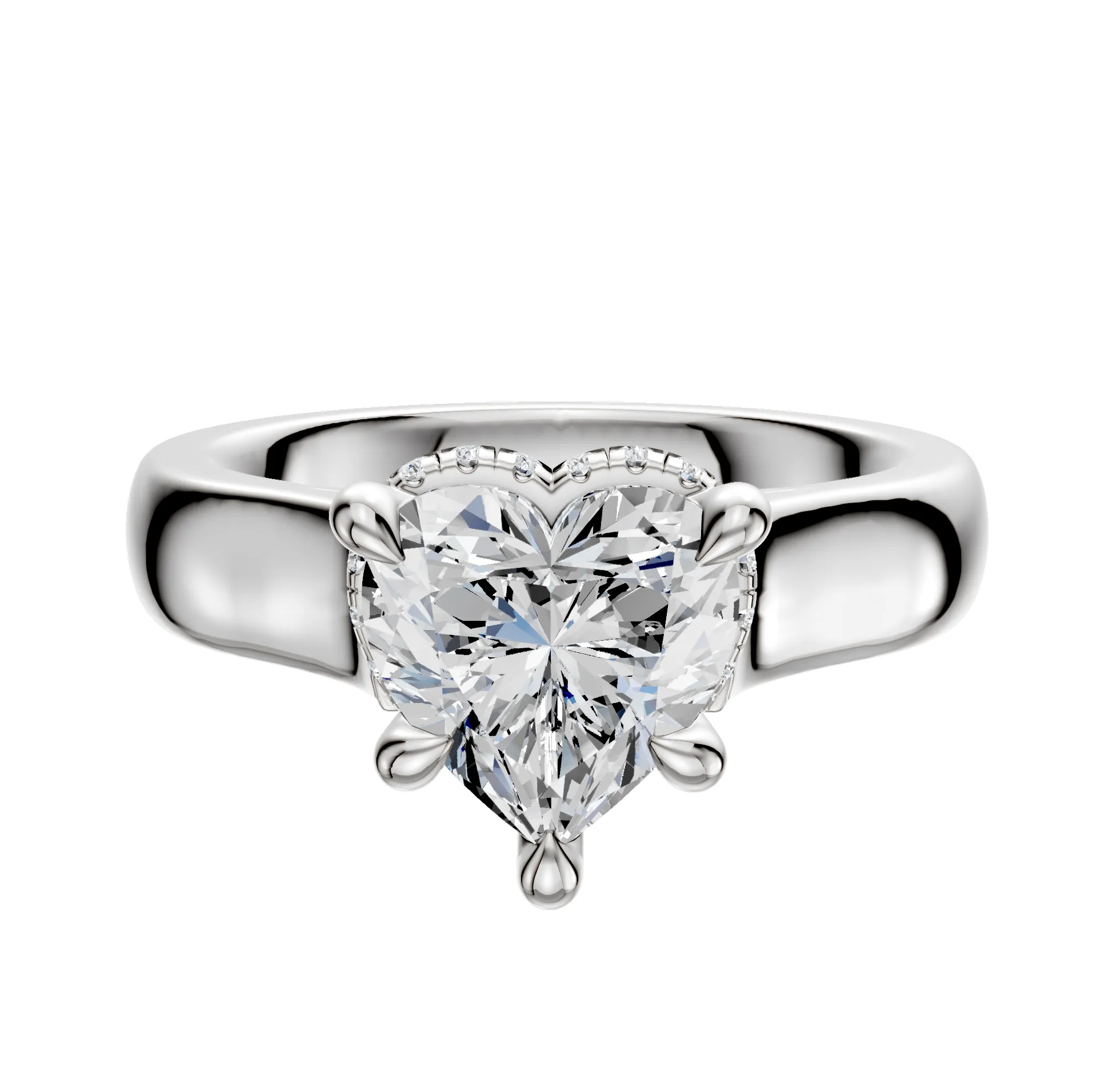 18K White Gold 4 Prong Collar Cathedral Dome 4.0mm Engagement Ring sold by Promise By Effy