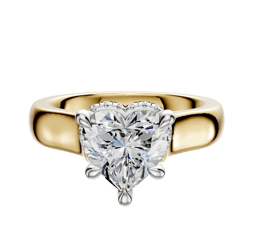 14K Two Tone 4 Prong Collar Cathedral Dome 4.0mm Engagement Ring sold by Promise By Effy