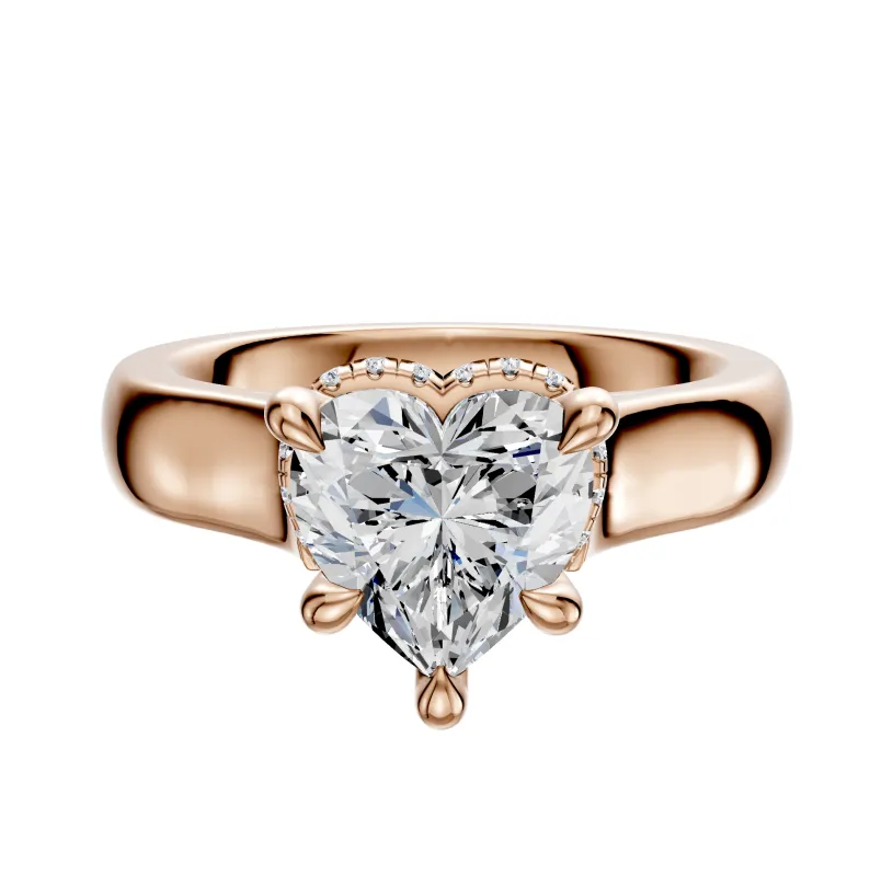 18K Rose Gold 4 Prong Collar Cathedral Dome 4.0mm Engagement Ring sold by Promise By Effy