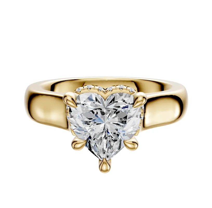 18K Yellow Gold 4 Prong Collar Cathedral Dome 4.0mm Engagement Ring made by Promise By Effy