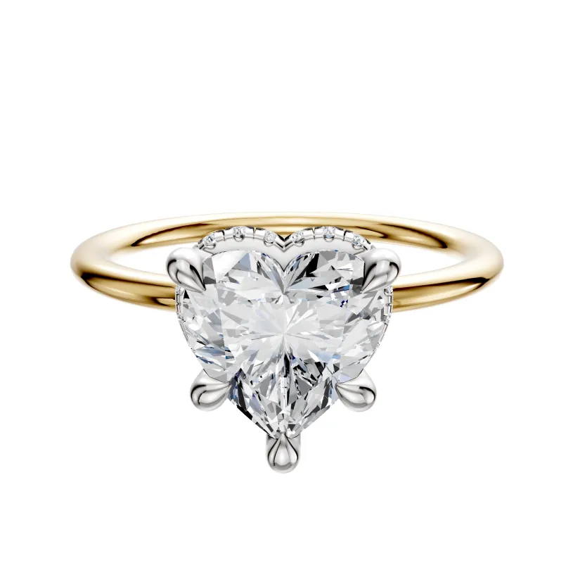 14K Two Tone 4 Prong Collar Classic Dome 1.5mm Engagement Ring sold by Promise By Effy